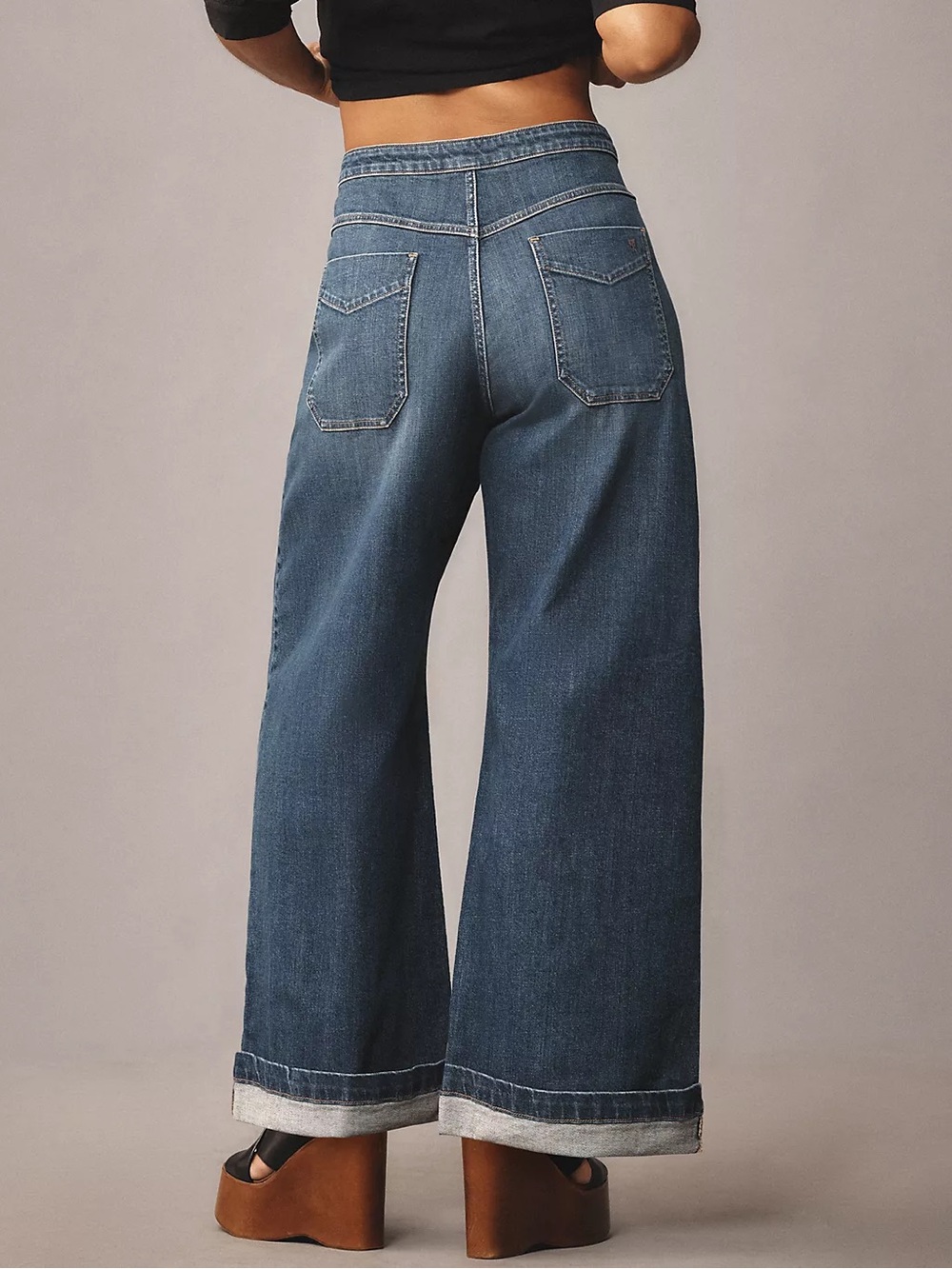 Pilcro Wide-Leg High-Rise Jeans in Medium Blue - Picture 2 of 5